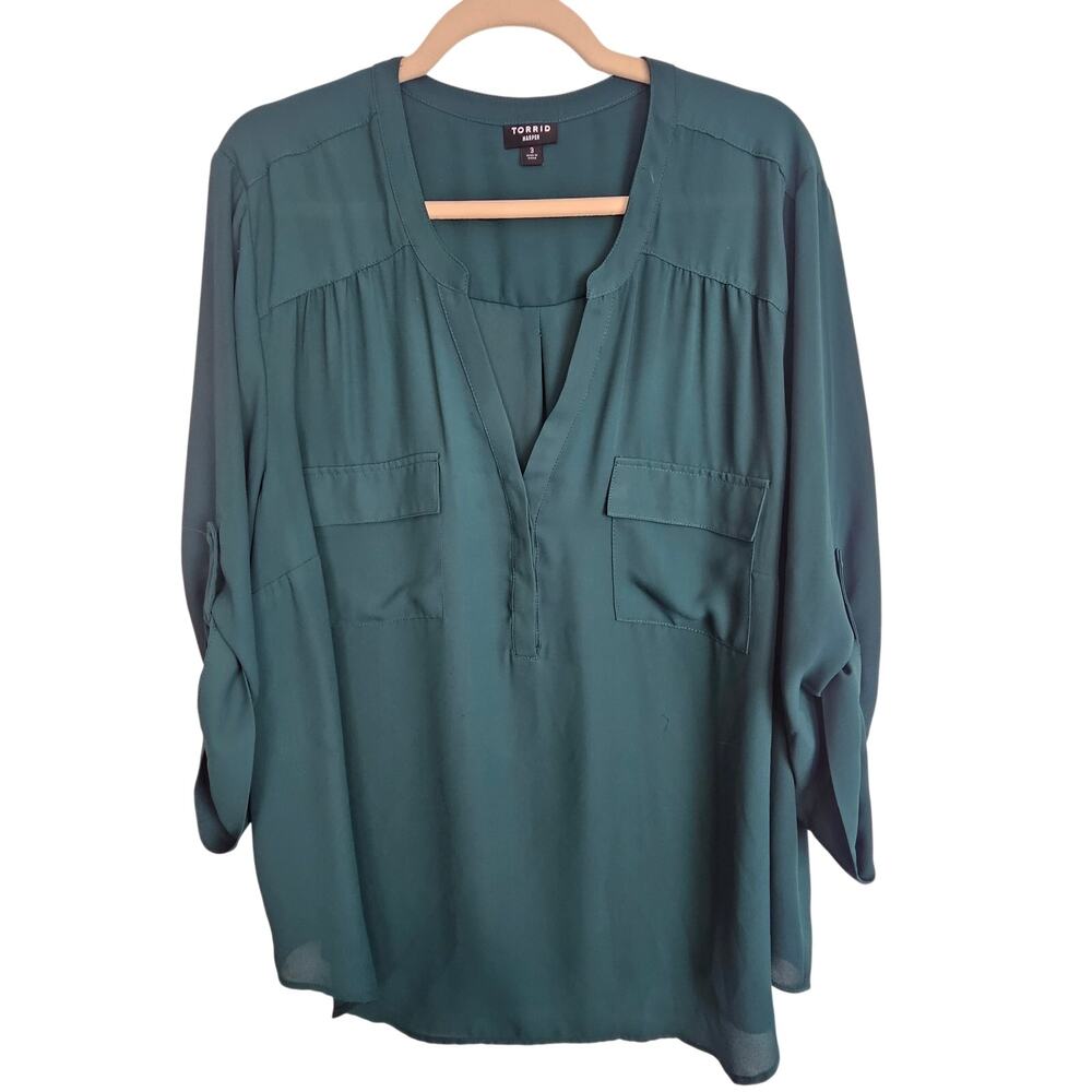 Torrid Womens Harper Blouse Plus Size 3X Classic Preppy Career Corp Office Siren